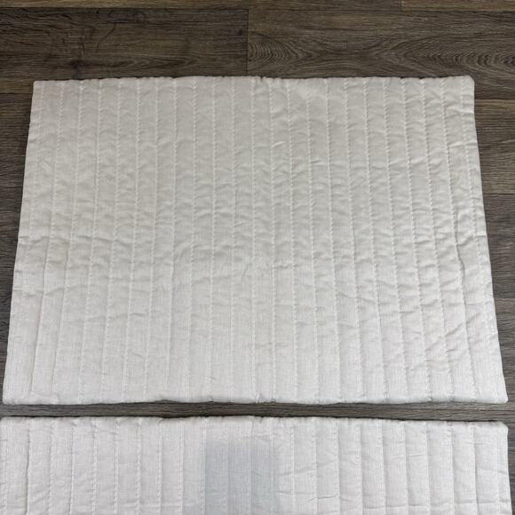 2 RESTORATION HARDWARE CHANNEL STITCHED LINEN QUILTED SHAMS In Sand - Picture 2 of 13